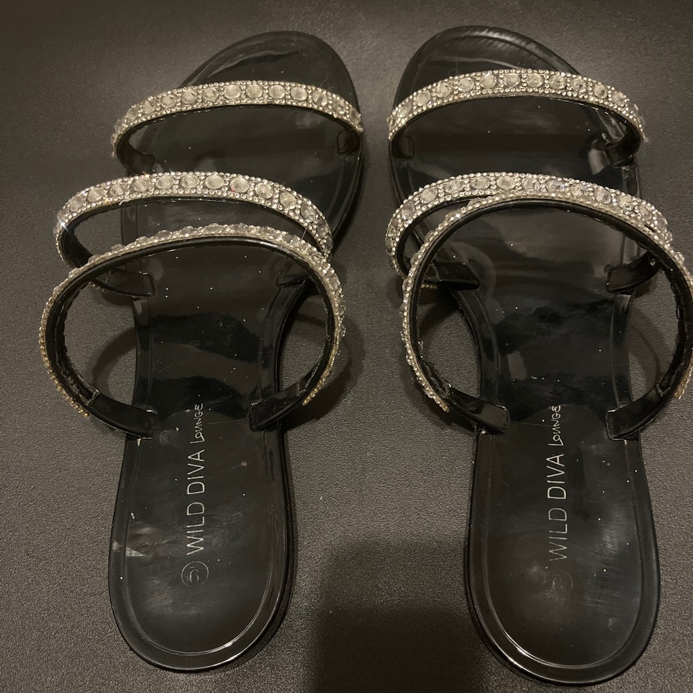 Black gem sandals